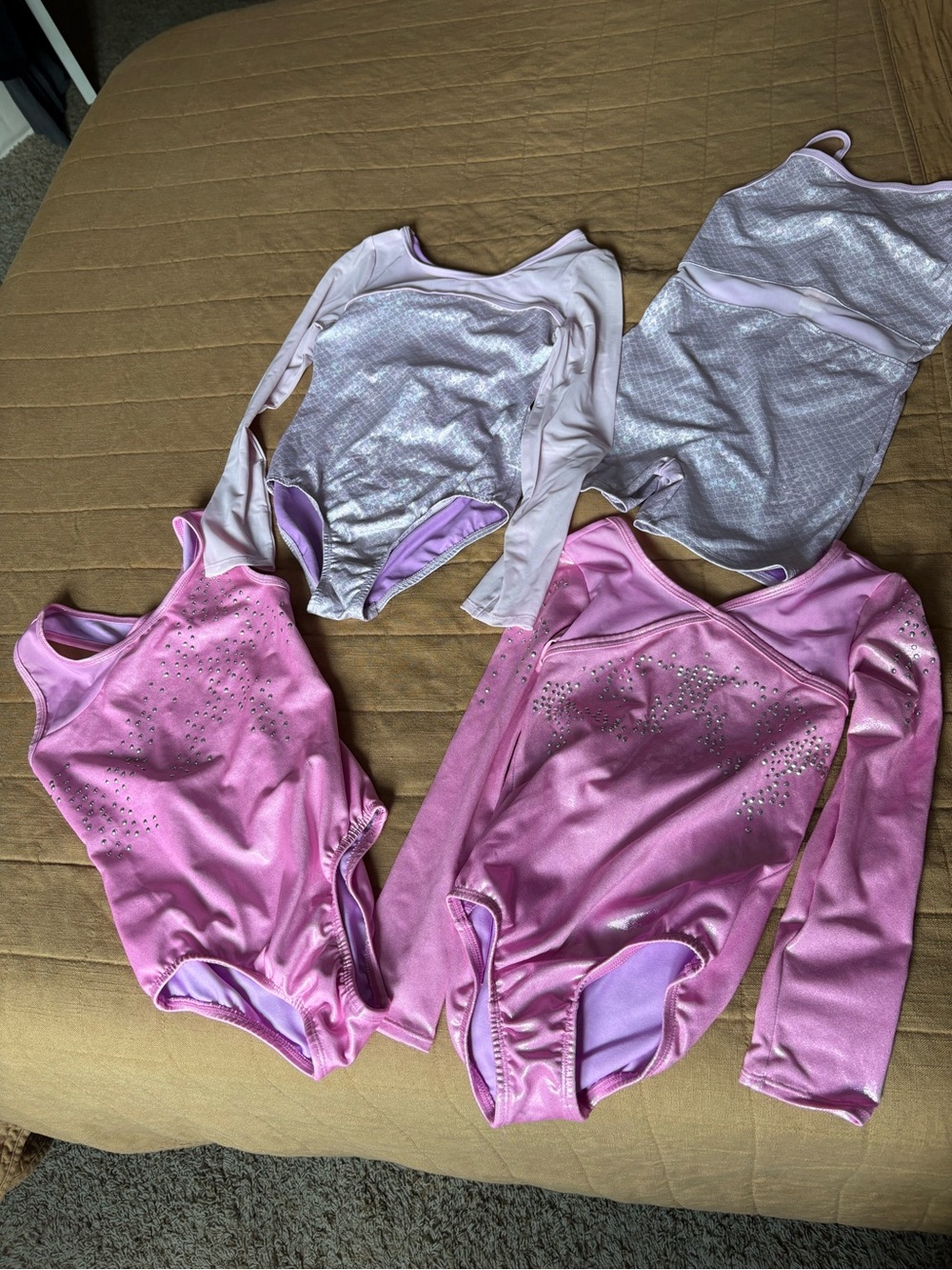 Pink and Lavender Sparkle Gymnastics Leotards - Set of 4